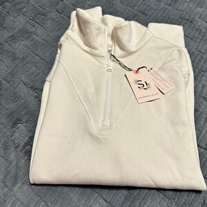 Sincerely Jules Off-White Half-Zip Women's Sweater